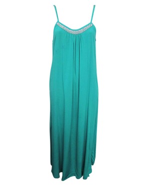 Beaded Neck Plain Maxi Dress